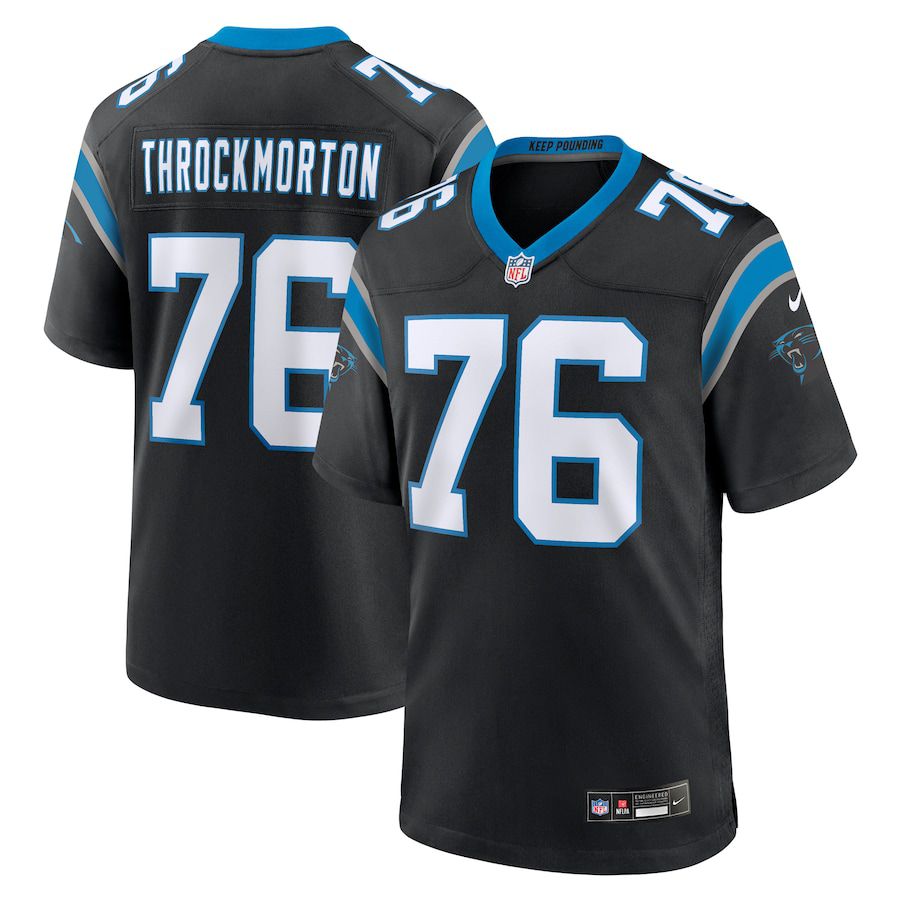 Men Carolina Panthers 76 Calvin Throckmorton Nike Black Team Game NFL Jersey